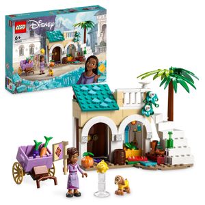 LEGO 43223 Disney Wish Asha in der Stadt Rosas, Wish-Film-Set mit Marktplatz, Asha-Minipuppe, Valentino als Spielzeug-Ziege und Stern-Figuren, Geschenk für Kinder ab 6 Jahren, Mädchen und Jungen