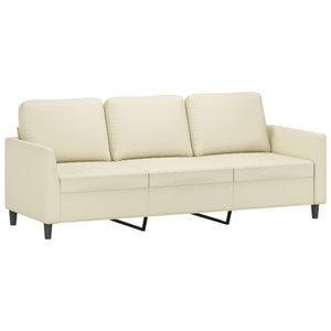 vidaXL 3-Sitzer-Sofa Creme 180 cm Kunstleder