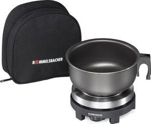 Reisekochplatten Set RK 501/S, Gehäuse aus Edelstahl, Gussheizplatte 80 mm, stufenlose Temperaturregelung,Ankochautomatik, Überhitzungsschutz, Kabelaufwicklung,  0,9 Liter Alu-Topf, Etui, 500 Watt