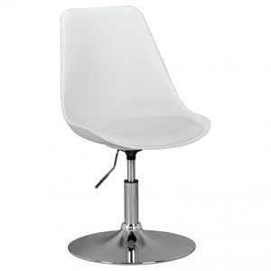 AMSTYLE KORSIKA | otočná jedálenská stolička s koženkovým sedadlom v bielej farbe | otočná stolička je výškovo nastaviteľná | otočná stolička s operadlom | stolička pre návštevníkov s vedierkovým sedadlom