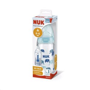 NUK sklenená dojčenská fľaša First Choice s kontrolou teploty 240 ml, 0-6m - ružová