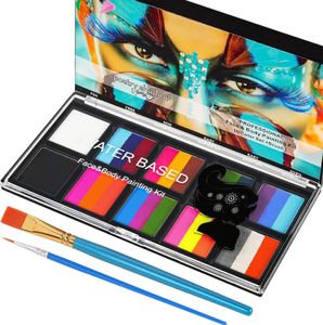 Kinderschminke, 10 Farben Gesichtsfarbe Kinderschminke Set Mädchen, Waschbar Face Paint Bodypaint Schminke Kinder, Make Up Theaterschminke für Halloween Fasching Karneval