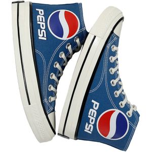 Herren Damen Pepsi Sneaker High-Top Canvas Schuhe Graffiti Sportschuh Blau Gr.39