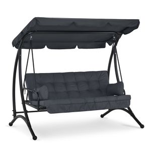 M MCombo 3-Sitzer Hollywoodschaukel mit Liegefunktion, mit Extradickem Sitzkissen & Sonnendach,  Schaukelbank Outdoor Wetterfest 4095 (grau)