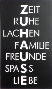 Gilde Wandrelief, rechteckig, "Zuhause", Spruch, Metall, schwarz, VE 2, L. 1 cm, B. 40 cm, H. 70 cm Höhe: 70.00 cm Breite: 40.00 cm Tiefe: 1.00cm  58409
