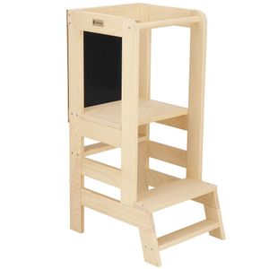 Lernturm mit Tafel für Montessori-Haus 90 cm Massivholz Treppenhochstuhl mit Plattform