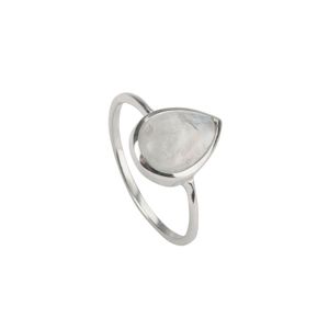 üssi Simply Mondstein Ring für Damen aus reinem 925 Sterling Silber - Echter Mondstein Edelstein - Damen Ring in Tropfen Größe: 58