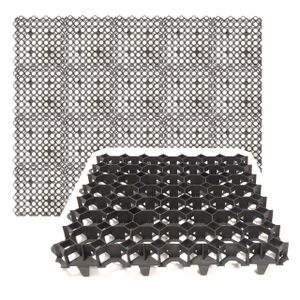 Rasengitter aus Kunststoff 50 x 50 cm Paddockplatten zur Bodenstabilisierung Schwarz 4 Platten (= 1 m²)