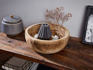 Deko-Schale aus Holz mit fünf Teelichthaltern