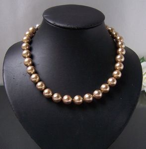 Perlenkette Kette MK- Perlen 12mm gold Magnetverschluß Collier K2309