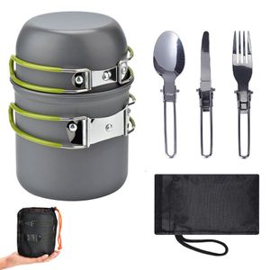 Campinggeschirre, Camping Geschirr Set, Aluminium Camping Töpfe, Outdoor Kochgeschirr, Faltbare Besteck, für Outdoor Picknick Wandern