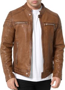 Tazzio Herren Lederjacke A803 (Cognac, S)