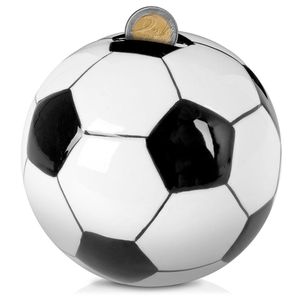 Sparschwein Sparbüchse Spardose aus Keramik öffenbar Fußball schwarz-weiß 11,5 cm
