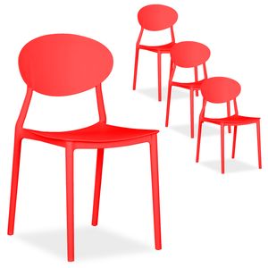 Homestyle4u 2450, Gartenstuhl rot 4er Set stapelbar wetterfest Gartenmöbel Stühle aus Kunststoff modern