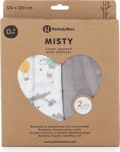 PETITE&MARS Bambus-Musselin-Tücher 2 Stück, Grautöne, 120x120 cm (Grey Planes)