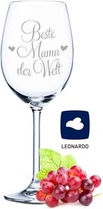 Leonardo Weinglas mit Gravur - Beste Mama der Welt - Geschenk für Mama ideal als Muttertagsgeschenk - Weißweinglas Rotwe