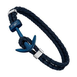 Lederarmband Doppel-Zopf Armband LS1832-2/a blau Anker