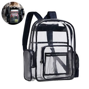 Klarer Rucksack Plastik Schulrucksack Schultasche,Transparent Wasserdicht Durchsichtig Strapazierfähige PVC-Buch-Tasche Clear Backpack für Schule Theater und Beruf