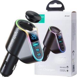 Joyroom 4-v-1 autonabíjačka USB-A QC3.0 2xUSB-C PD 150W čierna (JR-CL21)