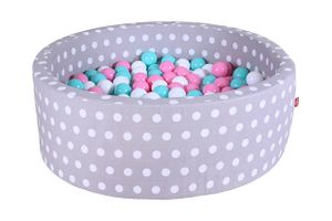 Knorrtoys Bällebad soft - "Grey white dots" - 300 balls rose/creme/lightblue