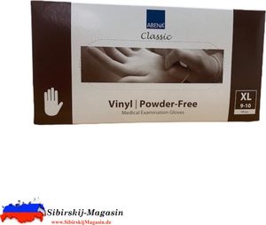 ABENA® Classic Vinyl Einweghandschuhe, Transparent, Box = 100 Stück, Größe XL, PUDERFREI Untersuchungshandschuhe