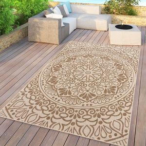 In-& Outdoorteppich Teppich Flur Blumen Design Mandala Marokkanisch Design Größe 120x170 cm