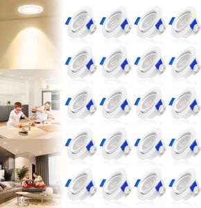 YARDIN 20ks zapuštěných bodových světel LED Spot Set Stropní zapuštěná světla Stropní zapuštěná světla IP21 ABS Umělý materiál pro obývací pokoj Koupelna Ložnice Předsíň (Teplá bílá)