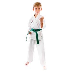 Kinder Karate Anzug weiß - 3 Teile - Karateanzug mit weißem Gürtel und Karatehose Größe: 160cm