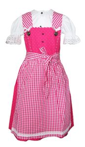 Isar-Trachten Kinder Dirndl "Michelle" 3-tlg. mit Bluse 52407 | Traditionell Pink Größe: 80
