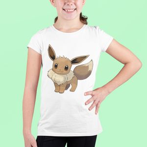 Organické dievčatáT-košeľa Pokemon Cute Evolie Pikachu Eevee Comic Shirt Anime Kids