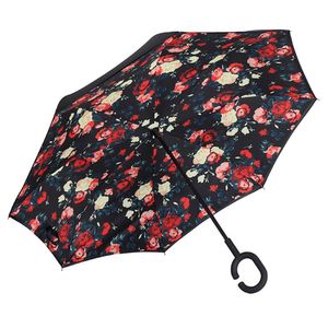 Lady Doppelschicht Anti-UV-UV-winddichtem C-förmiger Griff umgekehrt aufrechter Regenschirm-1#