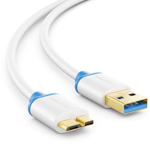 deleyCON 0,5m Micro USB 3.0 Datenkabel bis zu 5Gbit/s Ladekabel für Handy Smartphone Tablet Externe Festplatten - USB A-Stecker zu Micro B-Stecker Weiß