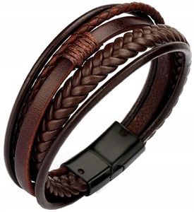 Armband - Lederarmband für Herren - Stilvolles Accessoire - Passend zu jedem Outfit - Braunes Leder - Magnetverschluss - Gesamtlänge 21,5 cm