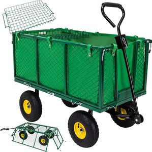 Miweba Bollerwagen MB-550 - Klappbare Seitenwände - Zuladung bis 550 kg - Abnehmbare Polyesterplane (Grün)