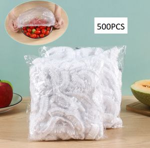 500 Stück Einweg Plastikfolie, elastische Lebensmittelabdeckung für Obstschalen, Sommer Küche frische Aufbewahrungsbeutel