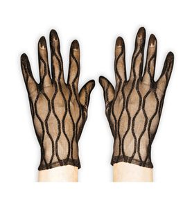 1 Paar Schwarze Spitzen Handschuhe Netz Karneval Fasching Halloween Party Cosplay