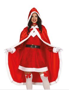 Umhang Weihnachtsfrau Kostümaccessoire für Damen rot-weiss