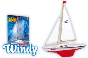 Modell Segelboot Windy 35 x 42 cm weiß / rot