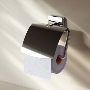Toilettenpapierhalter mit Deckel Wandmontage ohne bohren klebend Klopapierhalter Edelstahl WC Papierhalter Badezimmer Edelstahl, Chrom