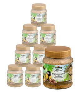 Dehner Natura Wildvogelfutter, Erdnussbutter im Glas, mit Mehlwürmern, 8 x 340 g (2.72 kg)