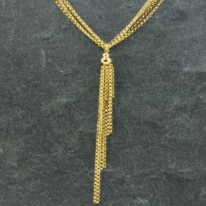 Damen Y-Kette Halskette Collier aus echt Silber 925 vergoldet vierreihig