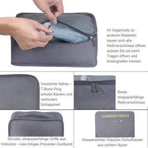 Packing Cube Gepäck Organizer 6er Set für Rucksack und Koffer, 3 Packwürfel und 3 Aufbewahrungstaschen, Reise Kleidertaschen (Grau)