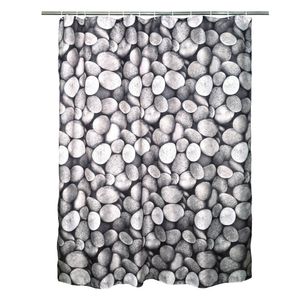 SENSEA - Textil-Duschvorhang - Waschbar Badvorhang - Wasserdicht Schimmelresistent -KIESEL- Grau - B.180 x H.200 cm