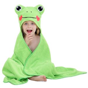 Dětský bavlněný ručník s kapucí Cartoon Bathrobe Bath Poncho Towel for Boys Girls（Green）