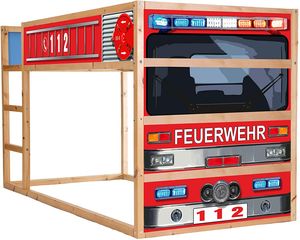Feuerwehrbett Möbelfolie selbstklebend/Aufkleber - IM209 - passend für das Kinderzimmer Hochbett KURA von IKEA - (Möbel Nicht Inklusive)