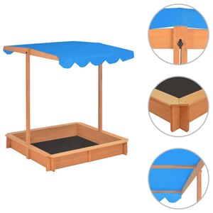 vidaXL Sandkasten mit Verstellbarem Dach Tannenholz Blau UV50
