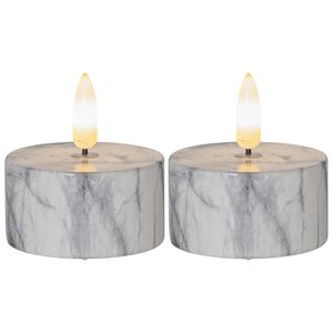 LED-Teelichte 'Flamme Marble', 2er Set,