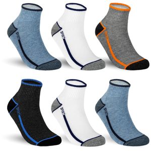 Texemp | 6 Paar Frottee Socken Sneaker Herren Damen Sportsocken Baumwolle Quarter Socks Kurzsocken Halbsocken | B98 | Farbmix | 35-38