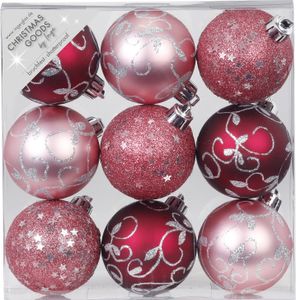 Weihnachtskugeln Dekorierte Kugeln Kunststoff 6cm 9er Set - Berry Kiss