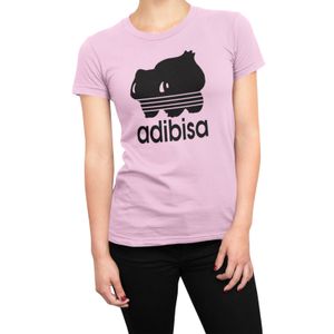 Adibisa Bisasam Pokemon adidas Parodie Damen Bio Baumwolle T-Shirt Anime funny lustiges Geek Nerd Shirt